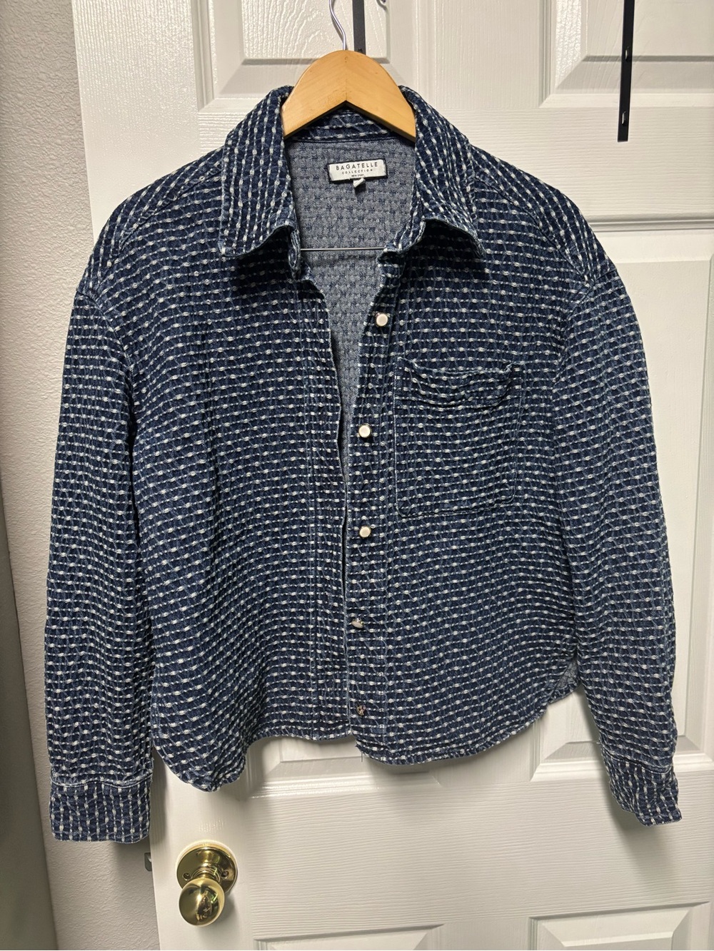 Bagatelle Collection Jeans Textured Shacket Button Down Shirt Jacket